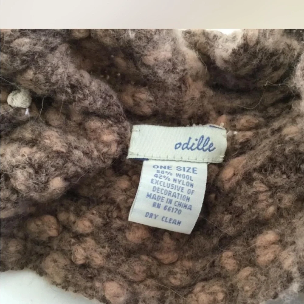 Y2K Odille Brown & Olive Ruffled Knit Scarf
